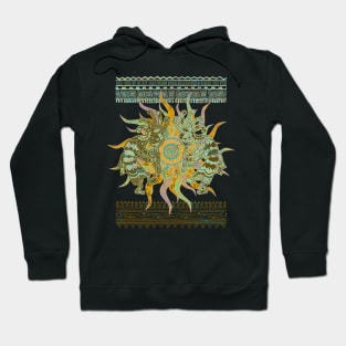 Native American Kokopelli Musicans - Sun Border 3 Hoodie